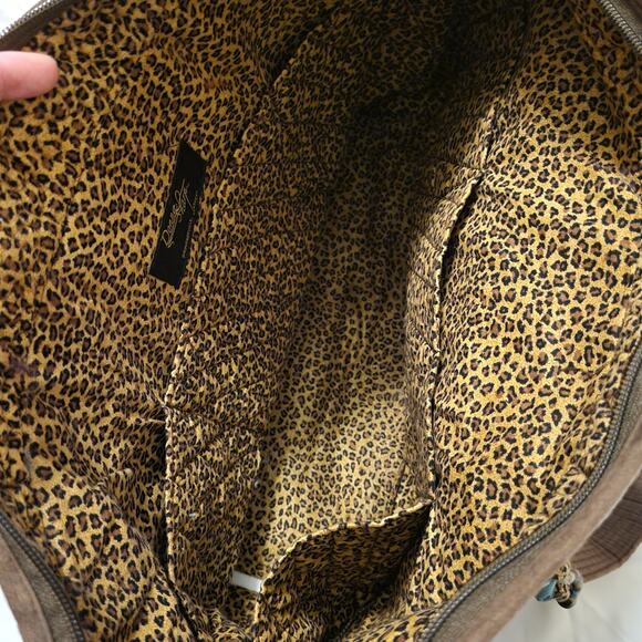 Quilted Donna Sharp Tote Bag Women's Large with Leopard Interior - Picture 5 of 7